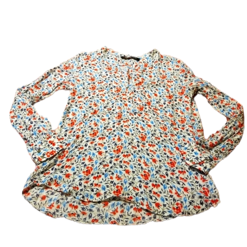Zara Shirt Top Womens Size Small Floral Girlcore Vneck